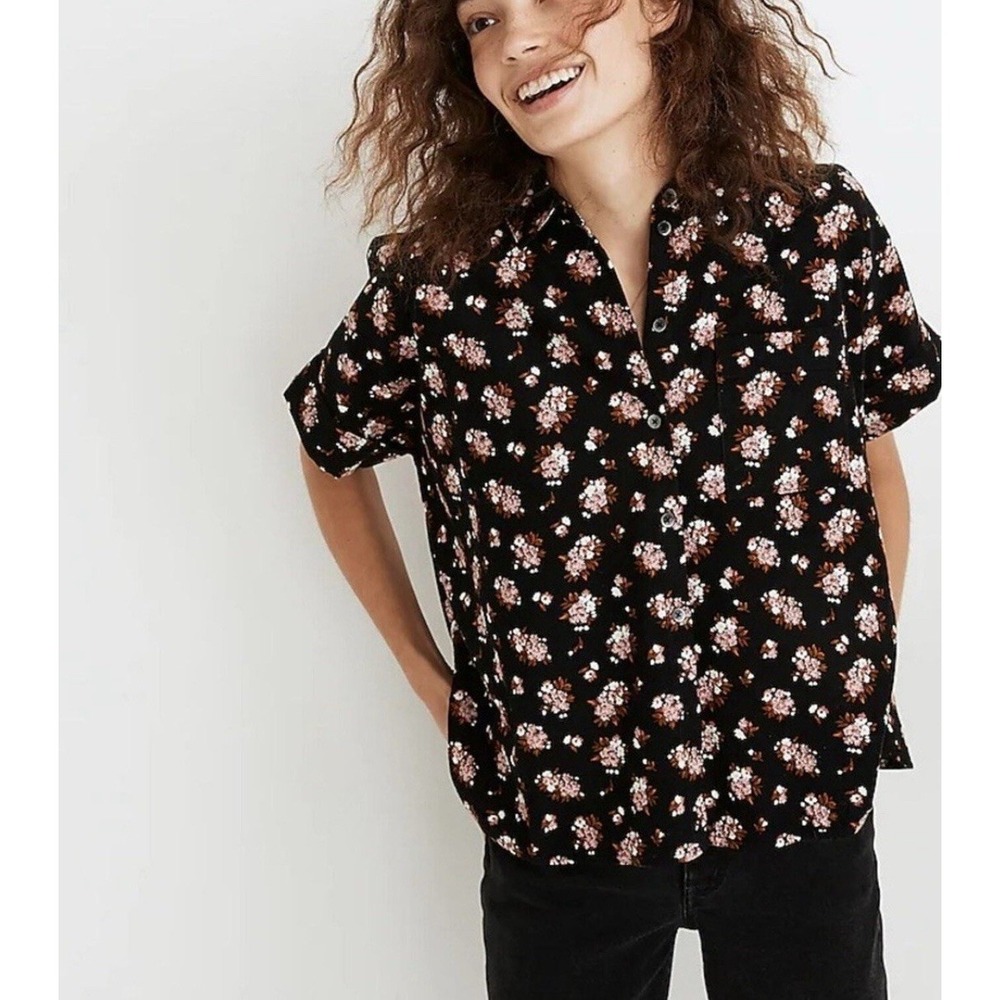 Madewell Corduroy Daily Button Front Shirt in Homestead Bouquet Size S